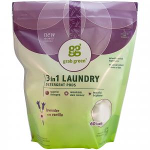 Grab Green 3 in 1 Laundry Detergent Pods, Lavender with Vanilla 60 loads